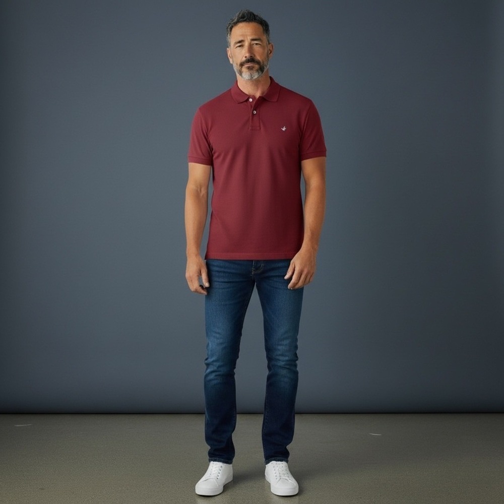 Brooksfield Men's Burgundy Pima Peruvian Cotton Polo‎ Shirt Size 2XL